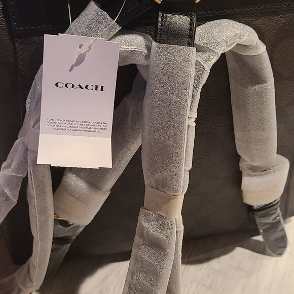 Coach Kleo backpack Signature coated canvas smooth leather and suede - Picture 7 of 11